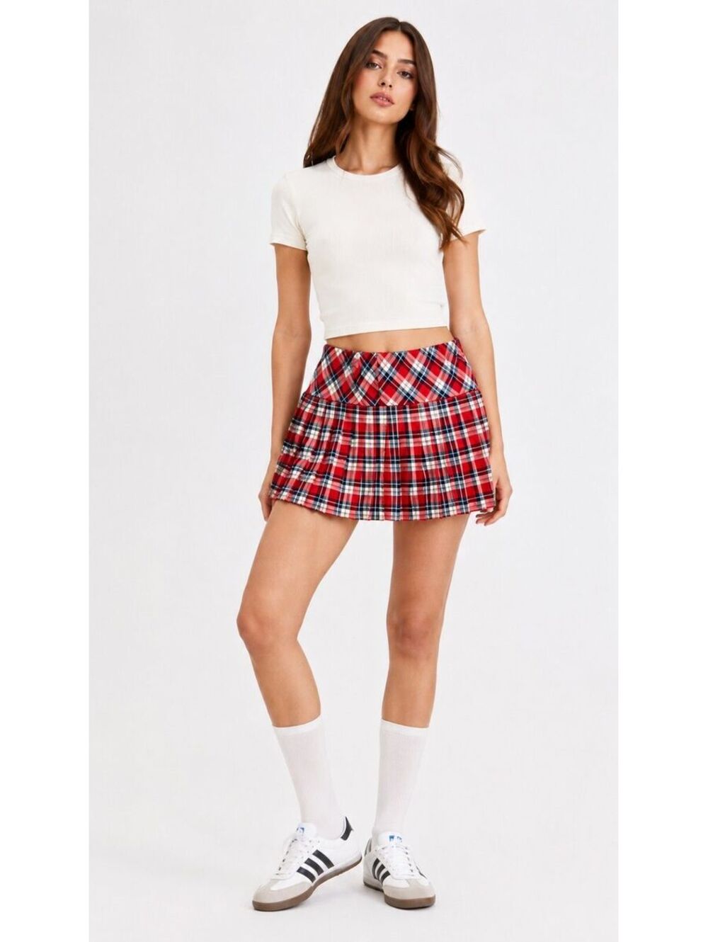 🌈 4 for $40 🌈 Red Plaid Pleated Mini Skirt, Size M